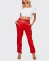 As By Df The Denise Recycled Leather Ankle Trousers In Coco Red