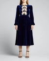 Saloni Camille Cutout Embellished Velvet Jumpsuit In Midnight Blue Emb