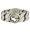 Gucci Interlocking-g Sterling Silver Ring In 0728/black