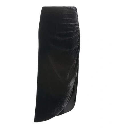 Veronica Beard Herst Asymmetric Velvet Midi Skirt In Black