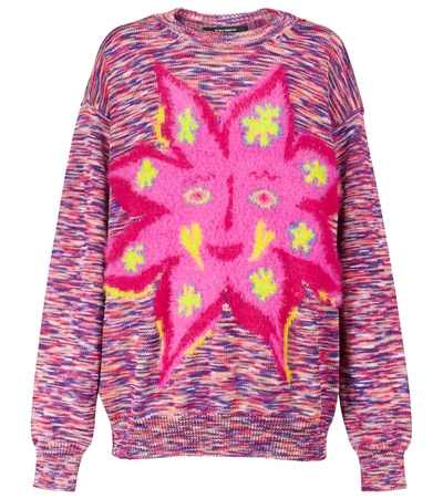 Stella Mccartney + Ed Curtis Space-dyed Intarsia-knit Sweater In 6606 Rose Multi