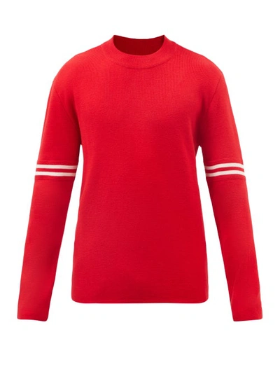 Maison Margiela Four Stitches Stripe-intarsia Wool Sweater In Red,white