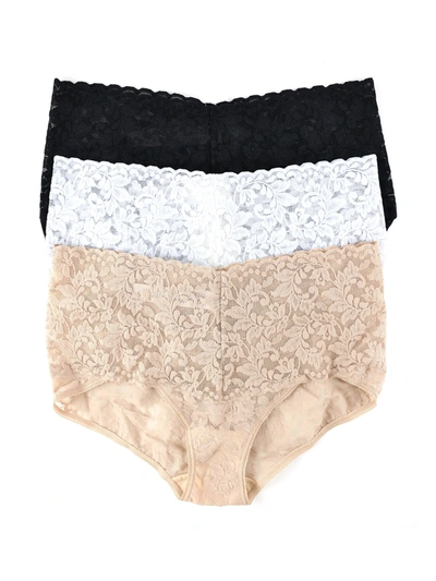 Hanky Panky 3 Pack Signature Lace Retro V-kini In Brown