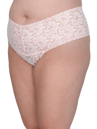 Hanky Panky Plus Size Retro Lace Thong In Pink