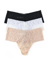 Hanky Panky 3 Pack Plus Size Retro Lace Thong In Brown