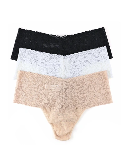 Hanky Panky 3 Pack Plus Size Retro Lace Thong In Brown