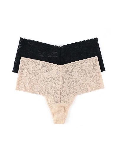 Hanky Panky 2 Pack Retro Lace Thong In Brown