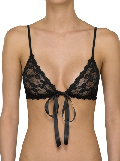 Hanky Panky Peek-a-boo Lace Front Tie Bralette In Black