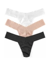 Hanky Panky Signature Set Of Three Low-rise Stretch-lace Thongs In White