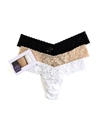 Hanky Panky 3 Pack Low Rise Thongs In Multi In Brown