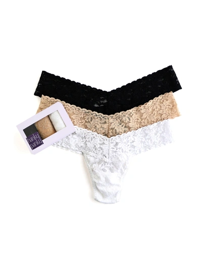 Hanky Panky 3 Pack Low Rise Thongs In Multi In Brown