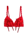Hanky Panky Peek-a-boo Lace Tie Bralette In Red
