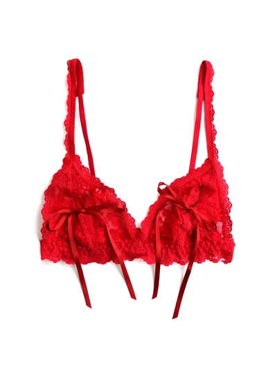 Hanky Panky Peek-a-boo Lace Tie Bralette In Red