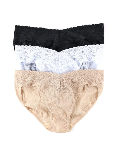 Hanky Panky 3 Pack Signature Lace V-kini In Brown