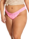 Hanky Panky Plus Size Signature Lace Original Rise Thong In Pink