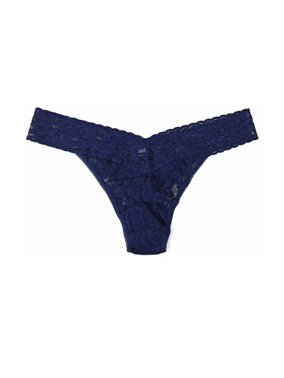 Hanky Panky Plus Size Signature Lace Original Rise Thong In Blue