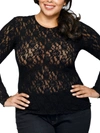 Hanky Panky Plus Size Signature Lace Long Sleeve Top In Black