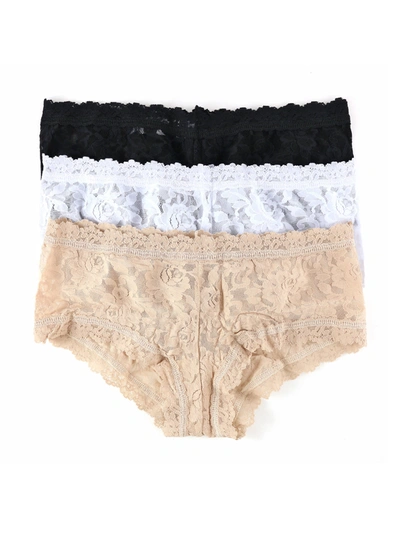 Hanky Panky 3 Pack Signature Lace Boyshorts In Brown