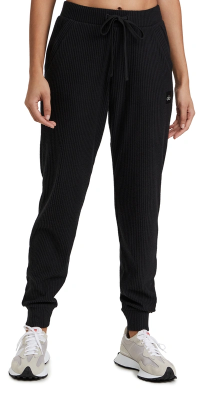 Alo Yoga Ribbed Muse Sweatpants in Black