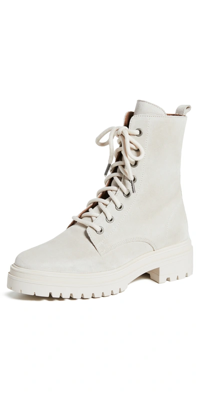 Ba&sh X Something Navy Comy Combat Boots In Offwhite