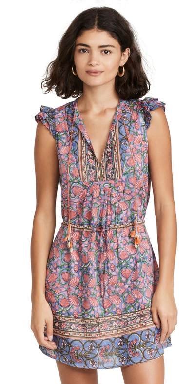 Bell Amira Cotton-silk Mini Dress In Blue Pink