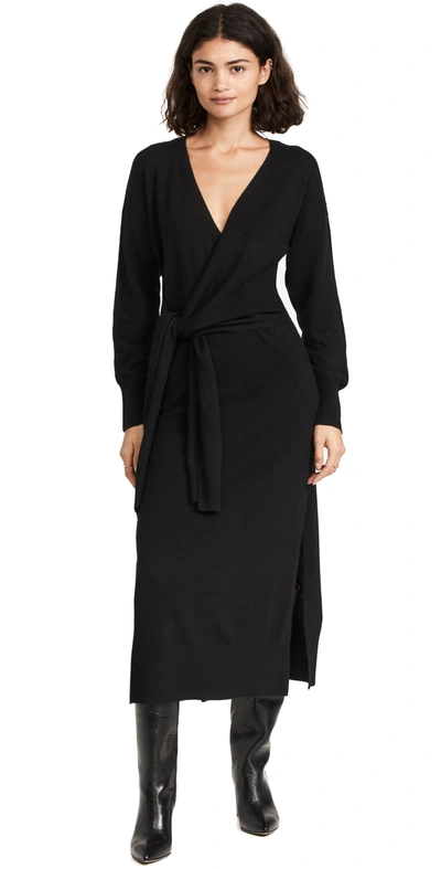 Simkhai Skyla Wrap-effect Knitted Midi Dress In Black