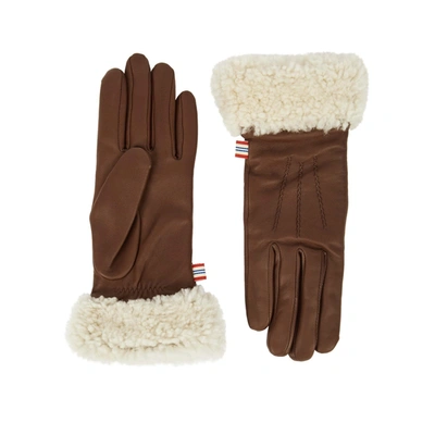 Agnelle New Constanza Wool-lined Suede Gloves In Brown