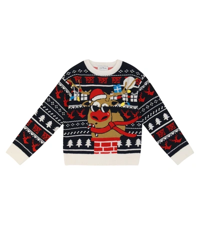 The Marc Jacobs Kids' Christmas-motif Intarsia-knit Jumper In Navy