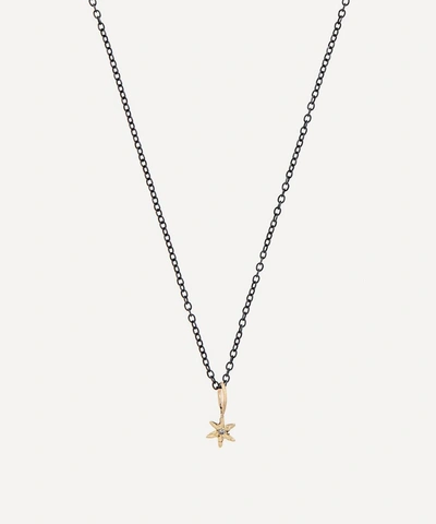 Acanthus Oxidised Silver Amulet North Star Diamond Charm Necklace