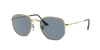 Ray Ban Hexagonal Mickey Wdw50 Sunglasses Gold Frame Blue Lenses Polarized 51-21 In Polarized Blue,silver