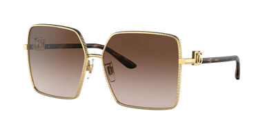 Dolce & Gabbana Dg2279 Square-frame Metal Sunglasses In Gradient Brown