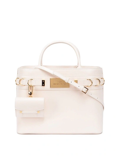 Elisabetta Franchi Keyring-detail Tote Bag In White