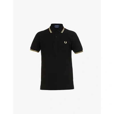 Fred Perry Cotton Polo Shirt With Embroidered Logo In Black