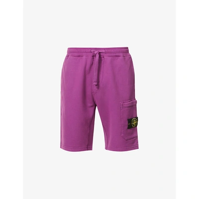 Stone Island Mens Magenta Brand-patch Cotton-jersey Shorts M In Magenta