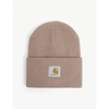 CARHARTT MENS EARTHY PINK ACRYLIC WATCH BRAND-PATCH KNITTED BEANIE HAT