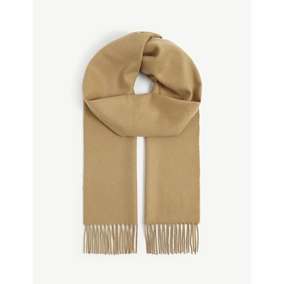 Johnstons Fringe-trim Cashmere Scarf In Camel