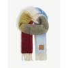 Loewe Womens Brown/blue Striped Logo-patch Wool-blend Scarf 1 Size