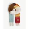 Loewe Womens Light Blue/orange Striped Logo-patch Wool-blend Scarf 1 Size In Light Blue/orange