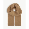 Johnstons Womens Camel Ribbed Cashmere Scarf