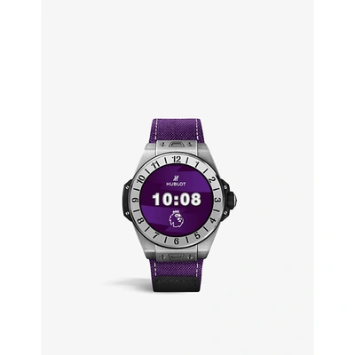 Hublot 440.nx.1100.nr.plw21 Big Bang E Premier League Titanium And Fabric Quartz Watch In Purple