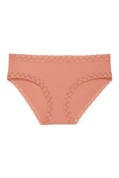 Natori Bliss Girl Comfortable Brief Panty Underwear With Lace Trim In Rose