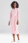 Natori Luxe Shangri-la Wrap Robe With Lace Trim In Rose