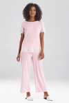 Natori Luxe Shangri-la Short Sleeve Pajamas Set In Rose