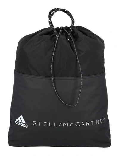 Adidas By Stella Mccartney Logo印花双肩包 In Black