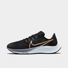 Nike Women's Air Zoom Pegasus 38 Running Shoes In Black/thunder Blue/ashen Slate/metallic Gold Coin