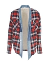 GREG LAUREN RED PLAID SHERPA LINED GL1 SHIRT,CM135 BLUE RED PLAID