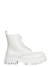 Balenciaga 60mm Strike Leather Combat Boots In White