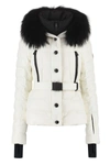 Moncler Beverley Technic Nylon Down Jacket W/fur In White