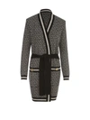 BALMAIN LONG BELTED MONOGRAM JACQUARD CARDIGAN,WF1KN015K256 GFE GFE IVOIRE NOIR