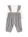 Il Gufo Two-tone Jumpsuit With Print In Grigio/bianco